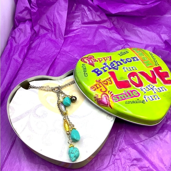 🎄🎄Brighton Turquoise  and Black Pearl Long Necklace with tin - Picture 6 of 7